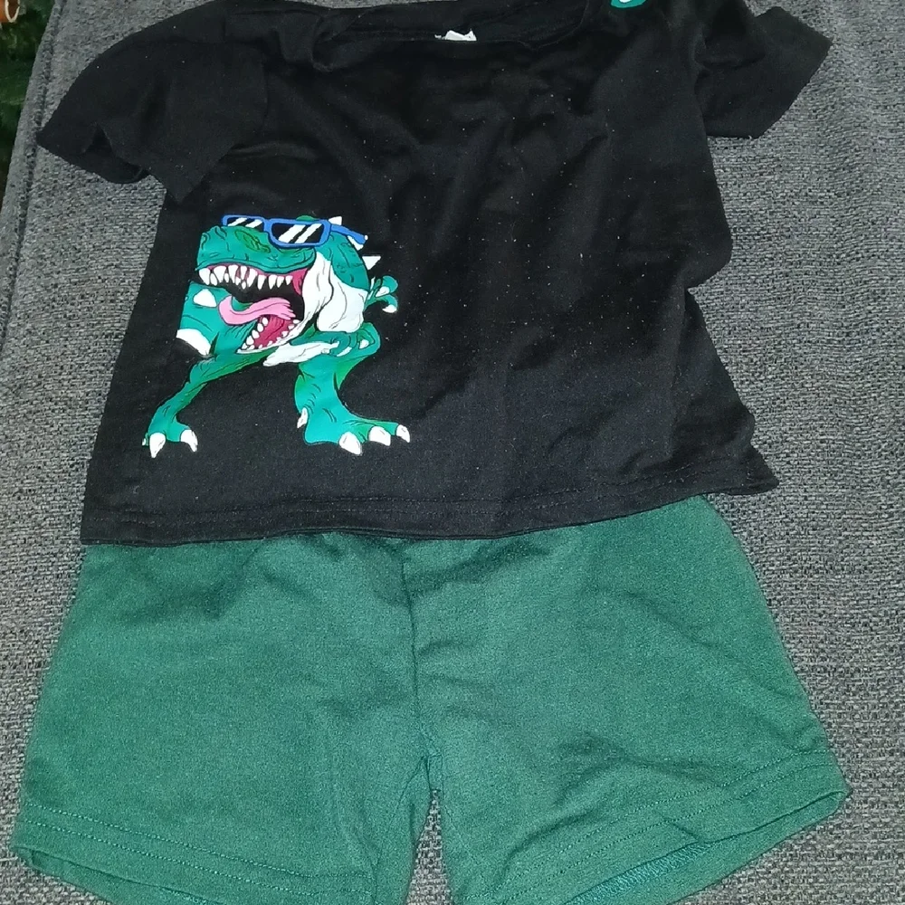 Roaring Dino Kids Pajama Set - Black and Green
